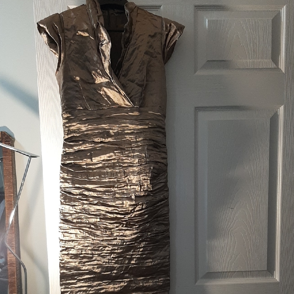 Nicole Miller Shimmering Gold Midi Dress